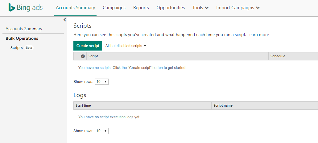 Bing Ads Scripts