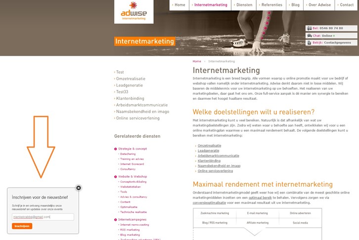 voorbeeld pop up
