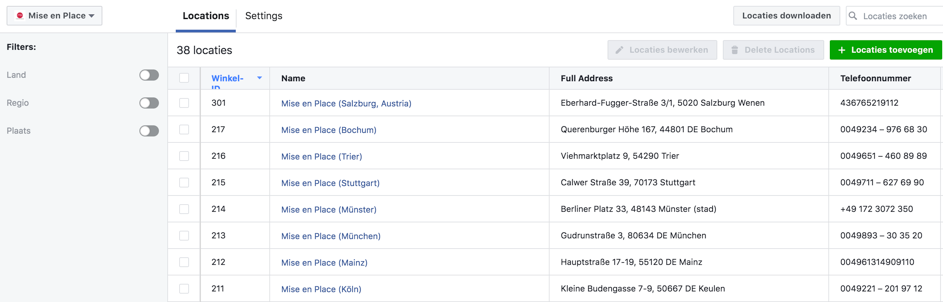 Facebook Locatie