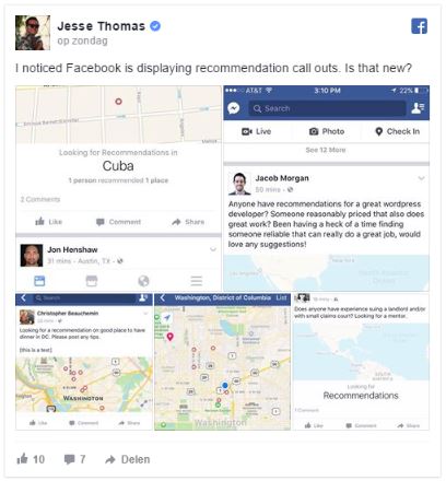 Facebook recommendations